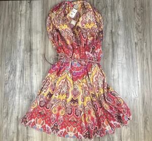 Mille Marilyn Zanzibar Halter Neck Full Skirt Midi Dress Womens Size Medium NEW